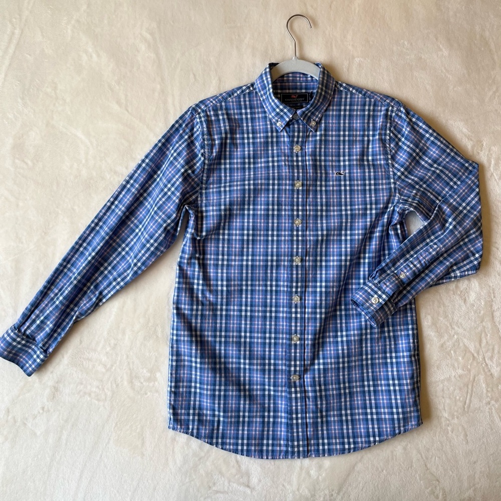 Vineyard Vines Boys Whale Shirt button down size L (16)